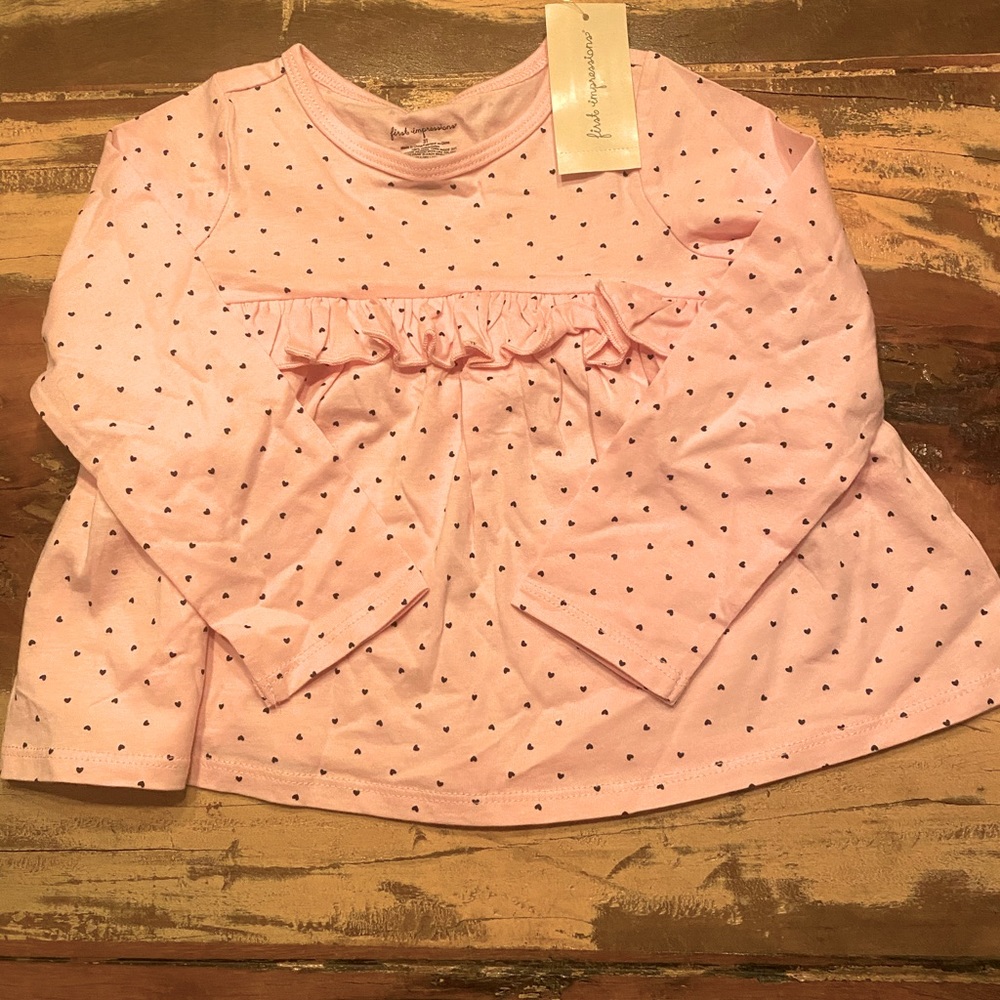 Girls 3T pink with black hearts shirt NWT